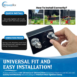 WAVESRX Trailer Anti Rattle Hitch Tightener Clamp for 1.25 and 2 - Stainless Steel Hitch Stabilizer 2 inch Antisway Clamp &