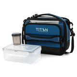 Titan Fridge Cold Crush Resistant Expandable Lunch Bag - With Reusable Gel Ice Packs Plus Food Container Set - Sail Blue
