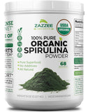 Zazzee USDA Organic Spirulina Powder, 8 Ounces, 68 Servings, Certified Kosher, 100% Pure, Non-Irradiated, Mess-Free Wide Mouth C