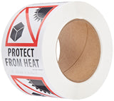 Aviditi Tape Logic 3 x 4, Protect from Heat Red/White/Black Warning Sticker, for Shipping, Handling, Packing, and Moving (1 R