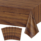 6 Pack Wood Grain Plastic Tablecloth, 54 X 108Inch Rustic Wood Table Covers for Rectangle Table Disposable Vintage Farmhouse Tab