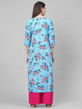 Anni Designer Women'S Crepe Straight Printed Kurta (Badri Blue_M-Blue_Mediuam),Black,M,Crepe,Straight,kurta