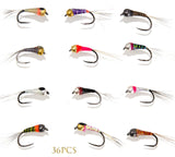 Outdoor Planet 36 Effictive Perdigon Nymphs Fly Fishing Flies Assortment| Trout and Grayling Fishing Lure