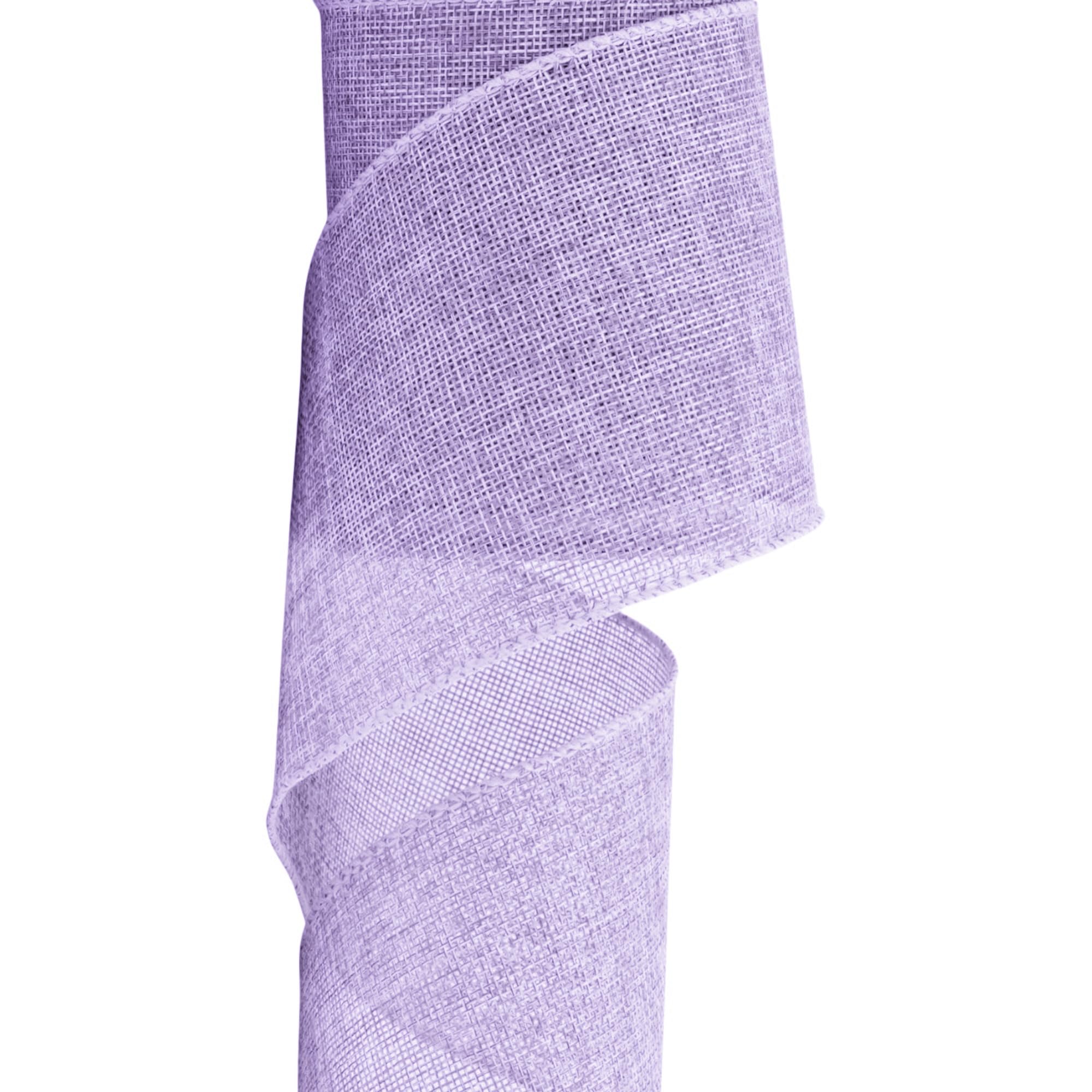 Burlap Wired Ribbon, 10 Yards, Natural Color, for Christmas Decor, Wreaths, Wedding, Gift Wrapping (Lavenda Purple, 4 Inch x10 Y