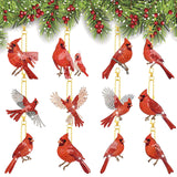 12Pcs Christmas Cardinal Diamond Keychain Kit Christmas Cardinal Diamond Art Accessories DIY 5D Christmas Holiday Diamond Hangin