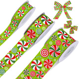 JarThenaAMCS 3 Rolls Christmas Candy Peppermint Grosgrain Ribbon Xmas Red Green Candy Cane Ribbon for Wreath Bow Craft Gift Wrap