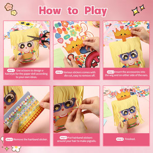 Hairstyle Design Crafts Kit, Creative Paper Doll Hair Accessories Arts and Crafts for Kids 8-12, DIY Girls Hair Stylist Educatio