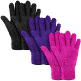 Patelai 3 Pairs Microfiber Plant Dusting Gloves Leaf Cleaning Gloves for Indoor Plants, Blinds, Furniture, House(Medium,Purple, 