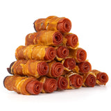 MON2SUN Rawhide Free Dog Treats, 3 Inch Triple Flavor Chicken Wrapped Duck and Beef Rolls for Small Dogs, Healthy Snacks, 21.16o