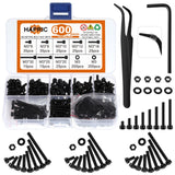 600 Pcs M3 Screws Assortment Kit, M3x 6/8/10/12/16/20/25/30mm M3 Screw Kits 12.9 Alloy Steel Nuts and Bolts Assortment Kit Black