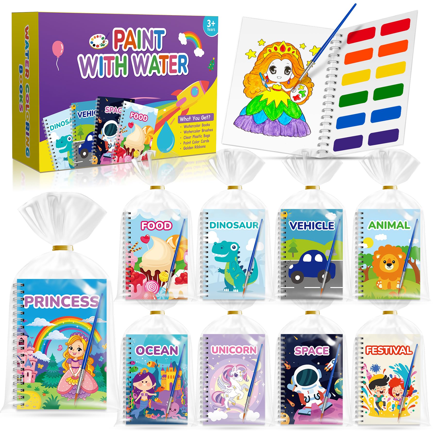AIIHAC Water Coloring Books for Kids Party Favors,18 Bulk Mini Coloring Books for Kids Ages 4-8, 9 Styles 200+ Pages Small Birth