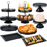 Tioncy 8 Pcs Cake Stand Set, Metal Dessert Table Display Stands for Dessert Table, Tiered Cupcake Holder Display Plates for Birt