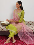 Libas Women'S Silk Blend Kurta Set (Gs1031 Green M