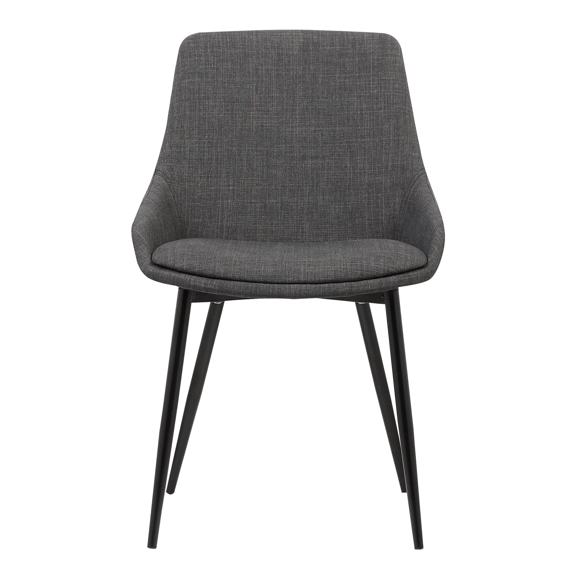 Armen Living Mia Contemporary Upholstered Chair With Metal Legs, Dining Height, Charcoal