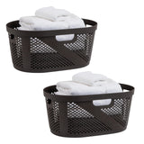 Mind Reader 40L Laundry Basket, Clothes Hamper, Premium Wicker Design, Plastic, 23L x 14.5W x 10.5H, Set of 2, Brown