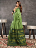 Satrani Women'S Cotton Blend Banarasi Jacquard Saree With Unstitched Blouse Piece (3831S122N_Pista Green & Dark Green)