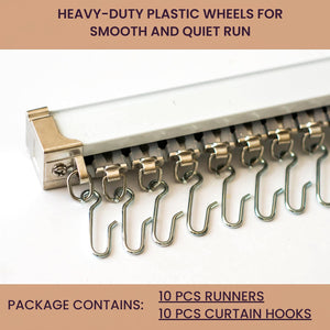 Jos & Haz MF016W-Curtain Track Accessories (10 Pack Runners)