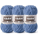 3 Pack Denim Blue Fluffy Chunky Chenille Crochet Yarn, Baby Yarn for Crocheting Soft Blanket, Bulky Velvet Yarn (100g/54.8yds Ea