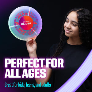 GlowCity Glider LED Glow-in-The-Dark Flying Disc - Bright, Rechargeable, Durable, Water-Resistant, 12 Color Modes, Perfect for E