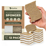 PlantBased Kitchen Sponges (12 Pack) | USDA Biobased Certified | FSC & PETA Approved | Natural Cellulose & Coconut Scrubber Spo