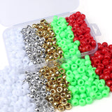 XIANNVXI Silver Gold White Red Green Pony Beads 500Pcs 9mm Christmas Pony Bead for Bracelets Hair Braids Crafts Friendship Neckl