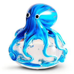 EUSTUMA Hand Blown Glass Octopus Figurine Ornament,Sea Animal Ornament for Fish Tank Aquarium,Sea Animals Collection for Birthda