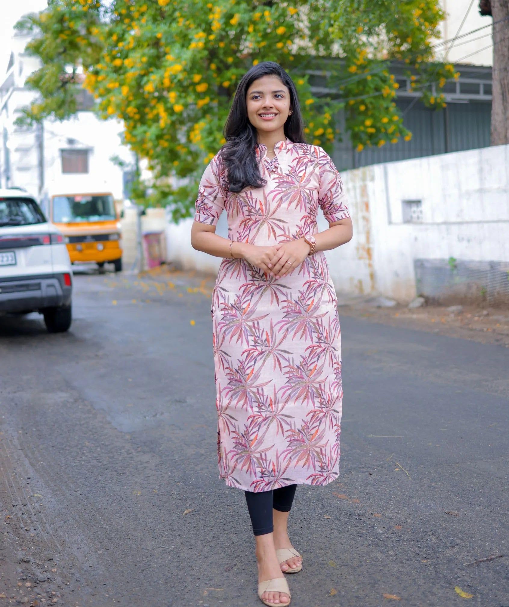 Anni Designer Women'S Viscose Chanderi Regular Fit Floral Regular Kurta Pack Of 3 & Pack Of 2 Combo (Godavari-Kakulam-Clrs_Pink-Green_Xx-Large),Pink-Green,2XL,Rayon Blend,Regular,