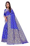 Sugathari Womens Banarasi Saree Pure Kanjivaram Silk Saree Soft New Ladies 2023 Design Wear Pattu Sarees Latest Cotton Party Sari Collections With Blouse Piece For Wedding Sadi (Pari S-1 R Blue)