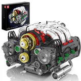 Mould King Flat Engine Building Sets, V8 Model Engine Kit for Adults, Mini Engine Scale Model with Motor, 10181 STEM DIY Buildin