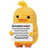 RoomyRoc Inspirational Crochet Duck, Positive Affirmation Duck Toy for Anxiety & Stress Relief, Handmade Mental Health Gifts for