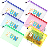 Kacctyen 12 Pcs Clear Sun Makeup Bag Beach Pool Waterproof Makeup Sunscreen Pouch Portable Travel Preppy Mesh Bag Zipper Pouch T