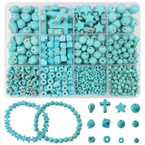 PAMIR TONG Turquoise Beads Sets for Jewerly Making 1183pcs Natural Turquoise Howlite Stone Cross-Skull Head-Heishi Space Rocks A