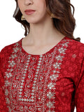 Ishin Women'S Cotton Anarkali Embellished Kurta Xykprammp-9084_S_Red
