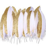 BABEYOND 42 Pcs 1920s Gatsby Gold Dipped Feather Natural D cor Glitter Feather for 20s Party Decoration Wedding Decoration (Whi