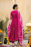Gosriki Women'S Rayon Blend Anarkali Printed Kurta With Pant & Dupatta (Berlin Pink-Vks01-Gs_L_Pink_Large),Pink,,B0DFCHYTZ3