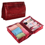 Urbane Home Pack Of 2 Travel Kit For Toiletries | Satin Frill Bathroom Toiletry Organiser & Vanity Storage Bag/Pouch For Women |