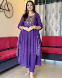 Gosriki Women'S Rayon Viscose Printed Anarkali Kurta With Pant & Dupatta (Kanota Blue-Vks01-Gs_L_Blue_Large),Blue,,B0DSJL8H2P