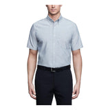 Van Heusen Mens Short Sleeve Dress Shirt Regular Fit Oxford Solid, Greystone, 17.518 Neck