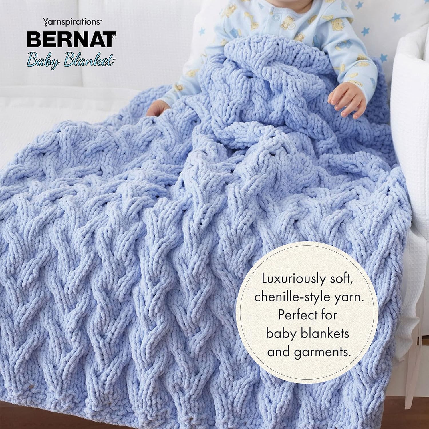Bernat Baby Blanket Yarn, 3.5oz, Super Bulky 6 Gauge - White - Single Ball Machine Wash & Dry