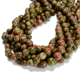 65Pcs Unakite Green 6mm Beads Natural Stone Round Gemstone Genuine Real Stone for DIY Bracelet Jewelry String Making