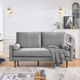 American Furniture Classics Grey 69 Inch Wide Upholstered Two Cushion Sofa With Bolster Pillows Velvet, 68' X 32' X 37'
