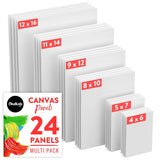 Chalkola Paint Canvases for Painting Multipack - 24 Pack Blank Canvas Panels - 4x6, 5x7, 8x10, 9x12, 11x14, 12x16 inch (4 Each) 