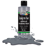 Pouring Masters Silver Dollar Metallic Acrylic Ready to Pour Pouring Paint Premium 8Ounce PreMixed WaterBased For Canvas,