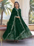 Wedani Georgette Embroidered Anarkali Gown For Women,GREEN,M,Georgette,anarkali,