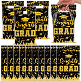 Whaline 50 Pcs 2026 Graduation Party Favor Bags Congrats Grad Plastic Treat Bags with Handles Goodie Candy Bag for Graduation Se