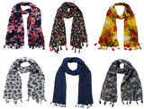 Fusfus WomenS Printed Scarf And Stoles, (Multicolor, Fs082) Pack Of 6