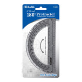 BAZIC Protractor Semicircular 6 Inch 180 Degrees, Plastic Math Protractors, Geometry Measuring Rulers Set, Clear Ruler for Stude