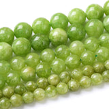 Round Loose Beads Natural Gem Beads Crystal Energy Stone Beads for Jewelry Making 15 (Green Peridot Jade, 6MM)