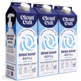 Cleancult Dish Soap Liquid Refill (32oz, 3 Pack) - Plant Based Cleaning Power - Dish Soap that Cuts Grease & Grime - Free of Har