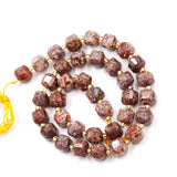 Malahill Wholesale Natural Faceted Stone Beads for Jewelry Making Sold per Bag 5 Strands Inside Cube Leopard Skin Jasper 8mm
